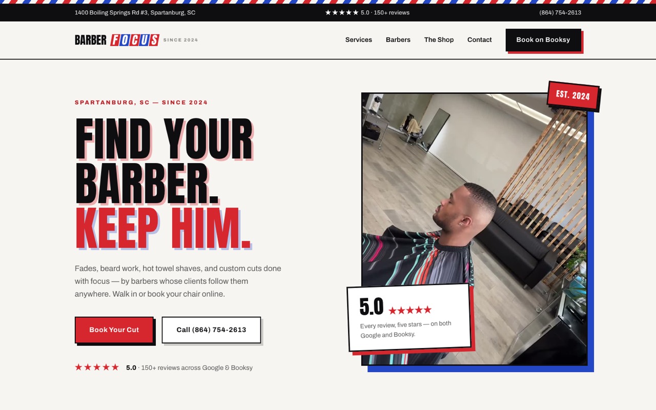 Barbershop website we designed and built